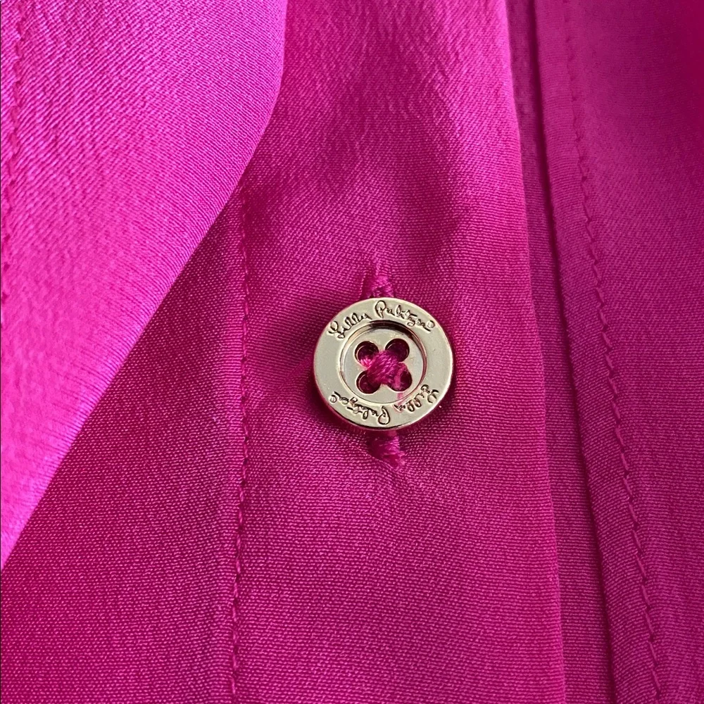 Lilly Pulitzer Raleigh Fuchsia Sleeveless Kitty Bow Blouse in Kissy Pink Small - Picture 9 of 16